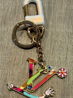 Multicolor Enamel LV Key Holder Charm
